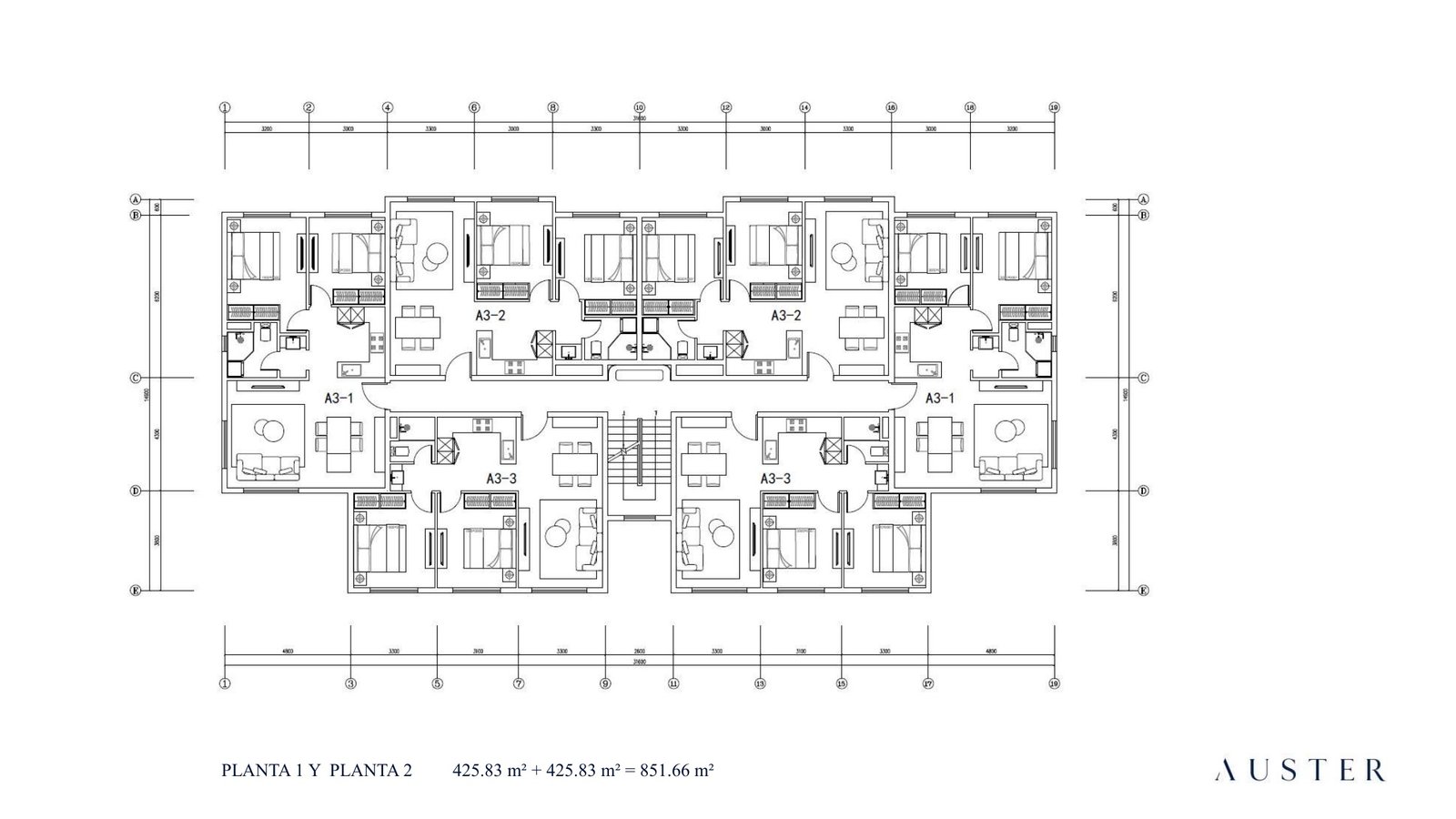 Plantas y elevaciones — vivienda industrializada AUSTER, vista 2